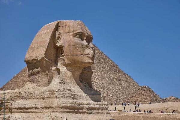 Grote Sfinx Grote Piramide Van Gizeh Egypte — Stockfoto