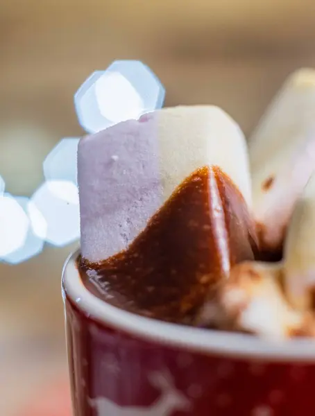 Vertical Closeup Marshmallow Cup Hot Chocolate — Stock Photo, Image