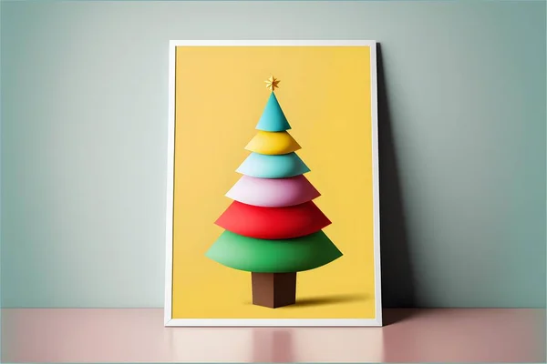 Una Ilustración Digital Diseño Abstracto Lindo Del Árbol Navidad Colorido —  Fotos de Stock
