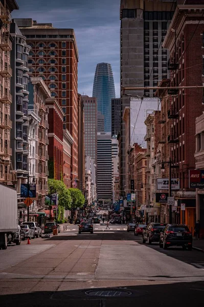 Colpo Verticale Salesforce Tower Alla Fine Della Strada San Francisco — Foto Stock