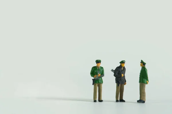 Close Shot Miniature Military Figurines Scene Isolated White Background — Stock Photo, Image