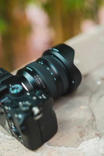 Vista Superior Sony A7Iii Com Lente Ligada Câmera Full Frame — Fotografia de Stock