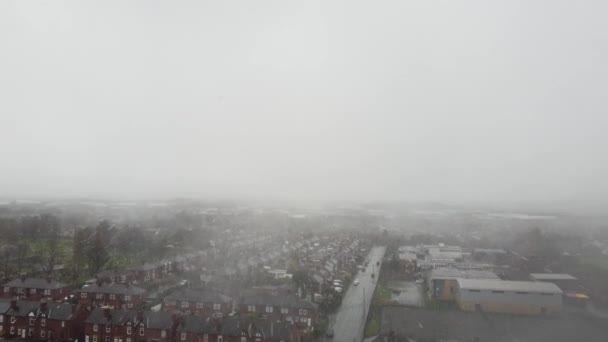Vacker Utsikt Över West Yorkshire County Snöig Dag Den Molniga — Stockvideo