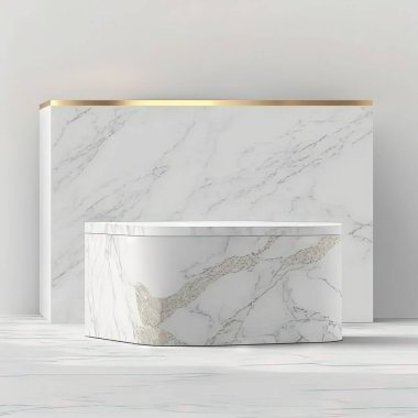 Beyaz mermer aksesuarların aşırı gerçekçi bir çizimi.