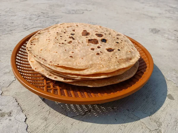 Chapati Noti Anche Come Roti Rotli Safati Shabaati Phulka Chapo — Foto Stock