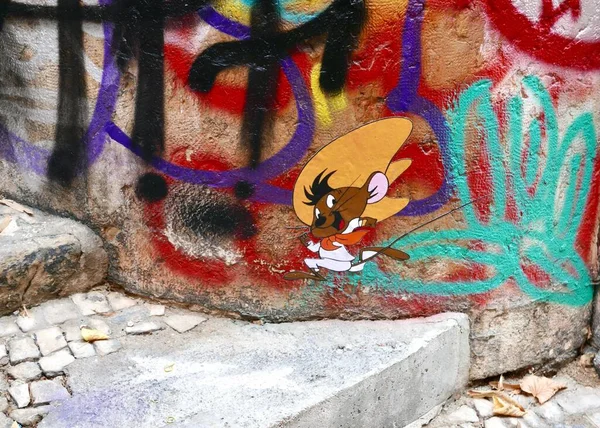 Den Graffiti Snabbaste Musen Mexiko Snabb Gonzalez Lisbon — Stockfoto