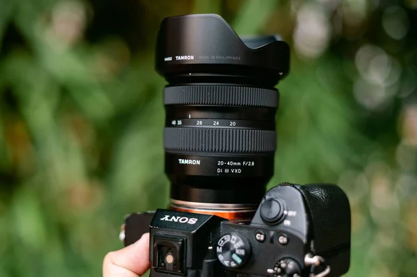 Top View Sony A7Iii Lens Full Frame Camera — Stock Photo, Image