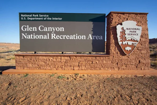 Velká Glen Canyon Národní Rekreační Oblasti Znamení Page Arizona — Stock fotografie