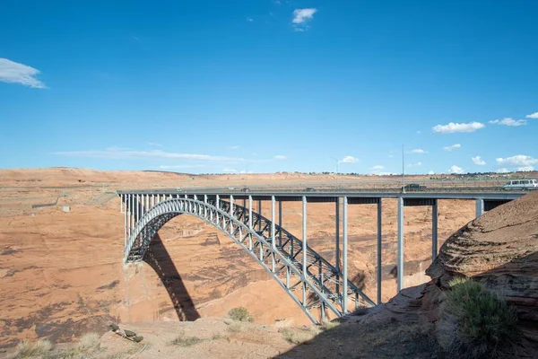 stock image An aerial view of the historic Glen Canyon Dam bridge in Page, Arizona