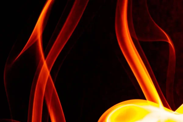 Wallpaper Red Fire Flames Smoke Black Background — Stock Photo, Image