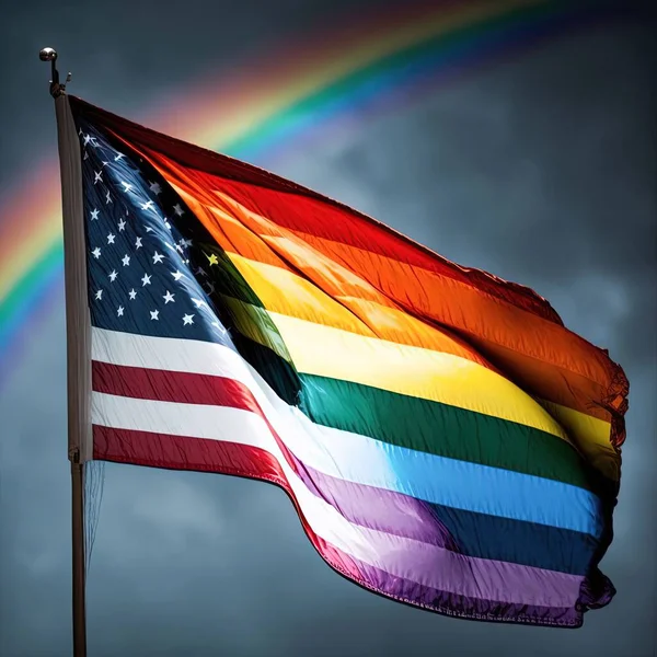 Una Representación Una Bandera Del Orgullo Lgbt Con Cantón Añadido — Foto de Stock