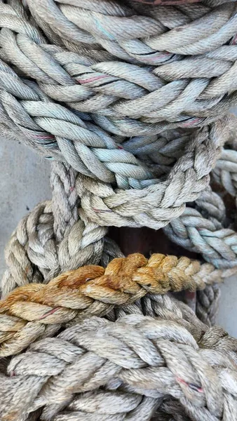 Vertical Close Shot Details Sail Rope Mast Sailboat Marine Equipment — Stock Photo, Image