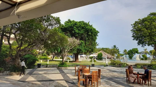 Njut Frukost Med Vacker Utsikt Över Hotellet Som Ligger Bali — Stockfoto