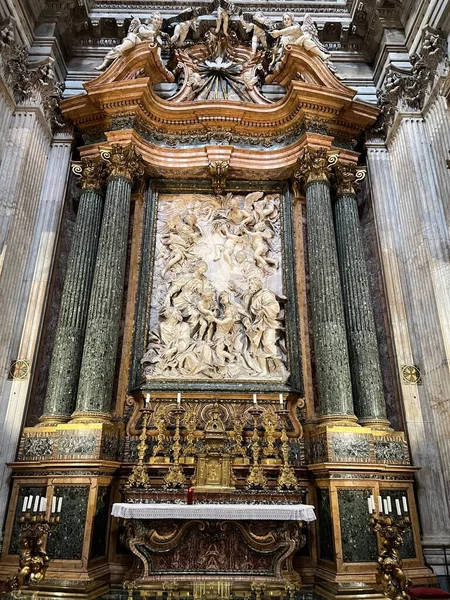 Tiro Vertical Altar Mor Sant Agnese Igreja Agone Roma Itália — Fotografia de Stock
