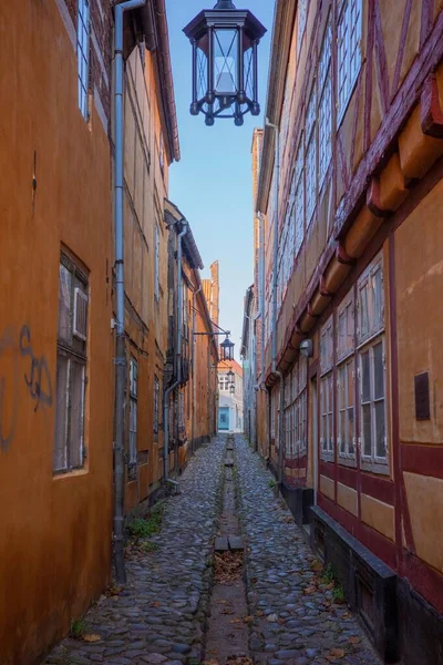 Tiro Vertical Rua Estreita Helsingor Elsinore Dinamarca — Fotografia de Stock