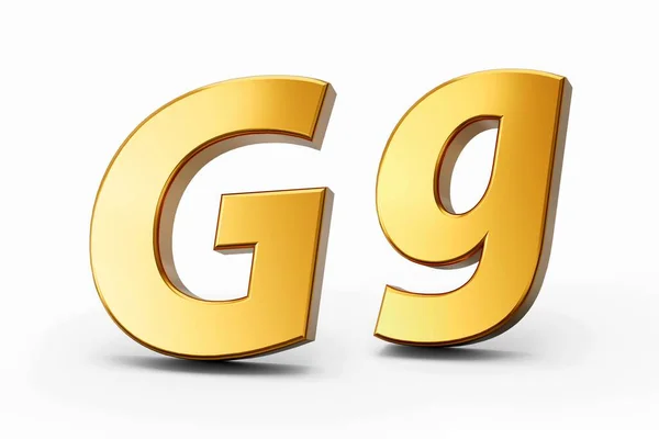 白い背景に隔離された金の金属で文字Gの3Dレンダリング — ストック写真