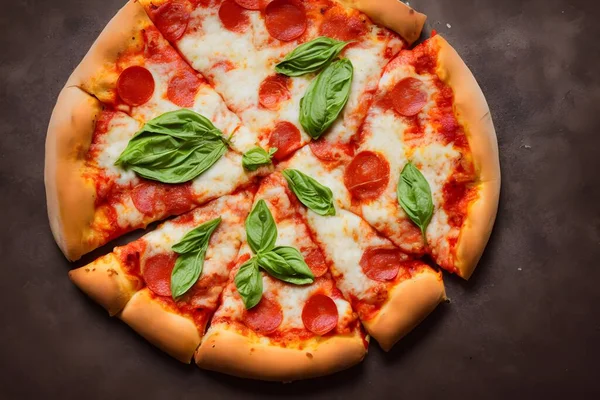 Peynirli Diğer Malzemeli Lezzetli Bir Pizza Resmi — Stok fotoğraf