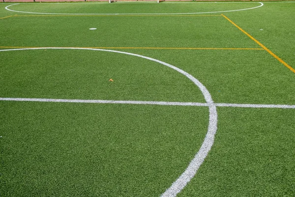 Uma Parte Central Campo Futebol Relvado Artificial — Fotografia de Stock