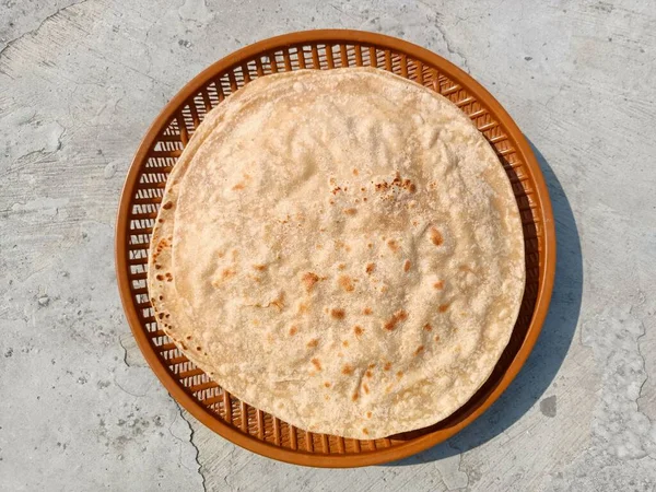 Chapati Rotli Safati Shabaati Phulka Chapo Roshi Indian Chapati Poli — Stok fotoğraf