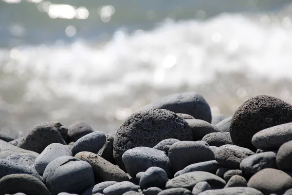 Гарний Камінь Пляжі Океаном Задньому Плані Фуертевентурі — стокове фото