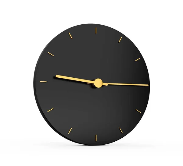 Relógio Parede Preto Renderizado Com Setas Ouro Isoladas Fundo Branco — Fotografia de Stock