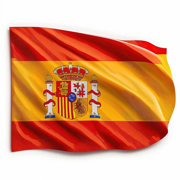 Renderowanie Flagi Hiszpanii Izolowane Białym Tle — Zdjęcie stockowe