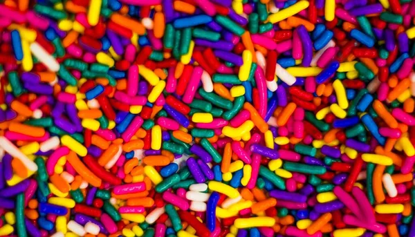 Colorful Sprinkles Toppings Ice Cream Filling Frame Colorful Background — Stock Photo, Image