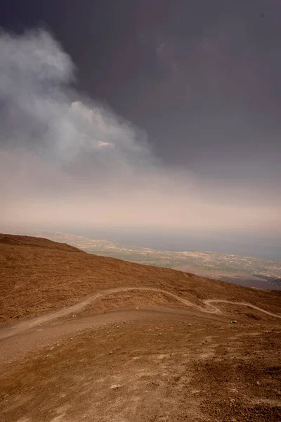 Μια Άποψη Τοπίου Του Όρους Etna Ένα Από Πιο Ενεργά — Φωτογραφία Αρχείου
