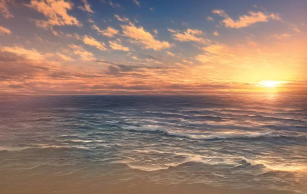 Okyanusun Üzerinde Güzel Bir Gün Batımı Manzarası — Stok fotoğraf