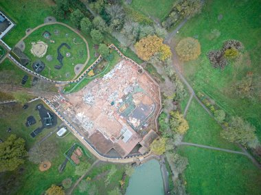 Abby Fields, Warwickshire, İngiltere 'deki bir binanın hava görüntüsü.
