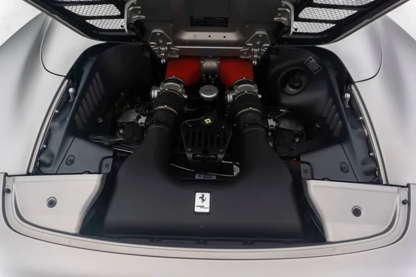 Primer Plano Detalles Sobre Motor Ferrari 458 Spider — Foto de Stock