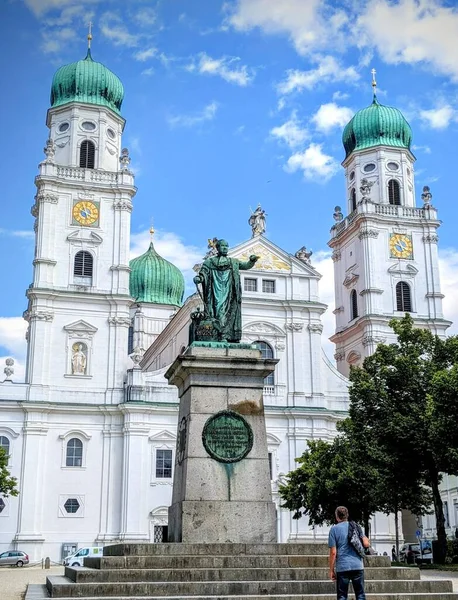 Colpo Verticale Della Cattedrale Santo Stefano Passau Germania Con Una — Foto Stock