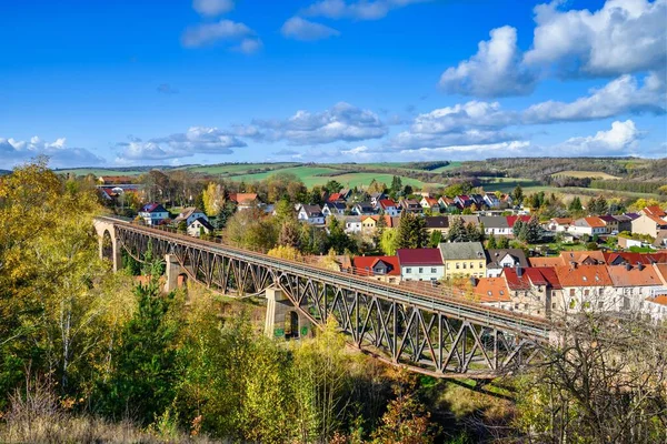 Pohled Viadukt Mansfeldu Železniční Most Sasku Anhaltsku — Stock fotografie