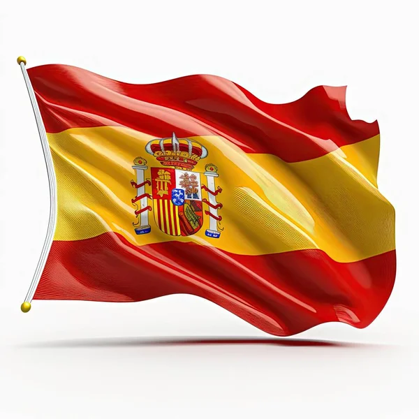 白地に隔離されたスペイン国旗の3Dレンダリング — ストック写真