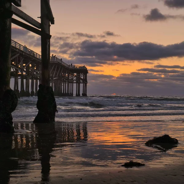 Пірс Над Морем Заході Сонця — стокове фото