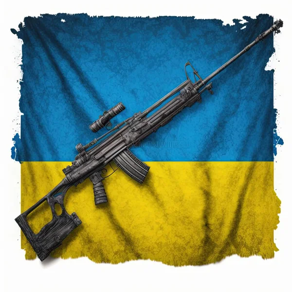 Rendering Ukraine Flag Weapon — Stock Photo, Image