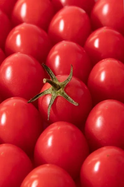 Vertical Closeup Ripe Cherry Tomatoes Stack — Stock Photo, Image