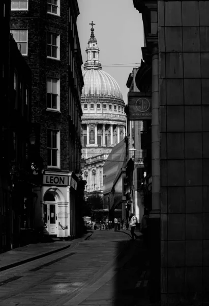 Londra Daki Saint Paul Katedrali Nin Dikey Monokrom Görüntüsü — Stok fotoğraf