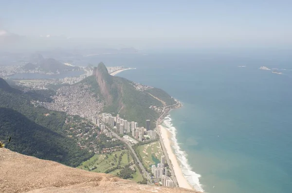 Вид Воздуха Рио Горы Корковадо Горы Шугарлоф Залив Гуанабара Рио — стоковое фото