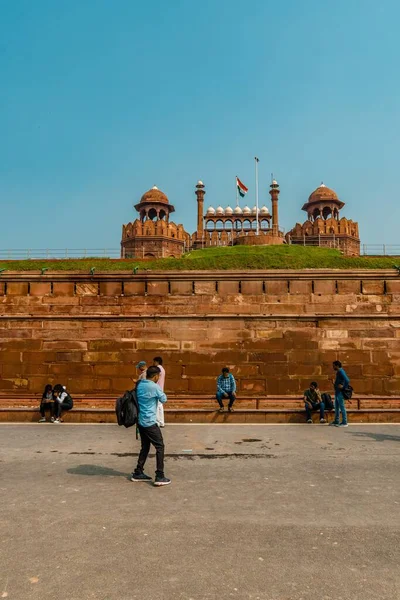 Vertical Shot Red Fort Delhi India Sunny Day — Stock Photo, Image