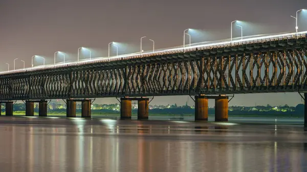 Beautiful Closeup Rail Cum Road Bridge — Stock fotografie