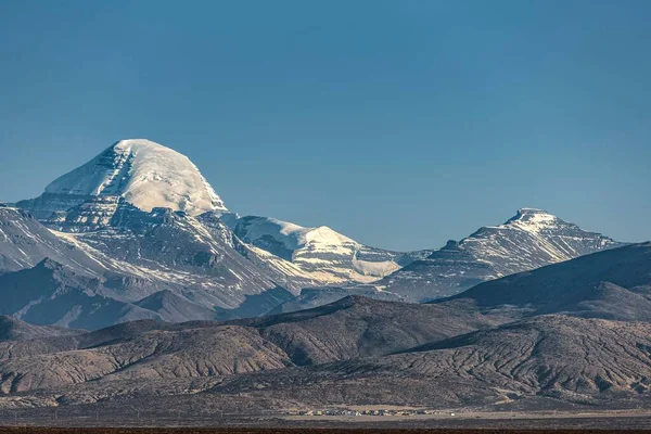 Beau Cliché Mont Kailash Enneigé Dans Comté Taqin Préfecture Ali — Photo
