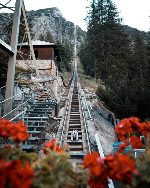 Beautiful Scenery Gelmerbahn Passenger Funicular Railway Europe Daylight — Stock Photo, Image