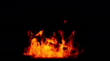 Siyah arkaplanda yanan bir ateş ve kaybolma görüntüsü.