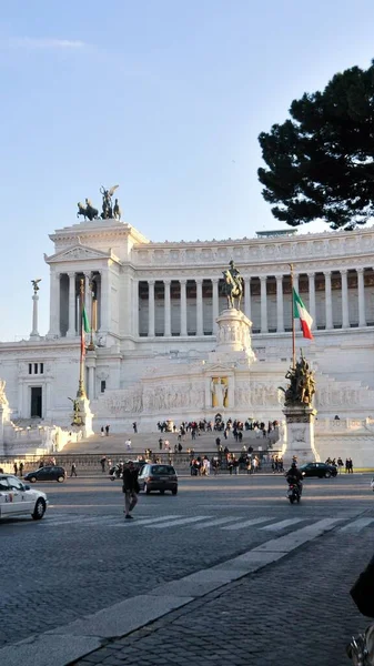 Függőleges Lövés Oltár Szülőföld Monument Victor Emmanuel Rómában Olaszországban — Stock Fotó