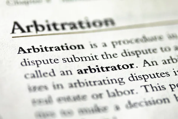 Een Close Van Een Wetboek Met Een Hoofdstuk Arbitrage Arbiters — Stockfoto
