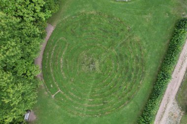 Çek Cumhuriyeti 'ndeki bir botanik bahçesinin havadan görünüşü