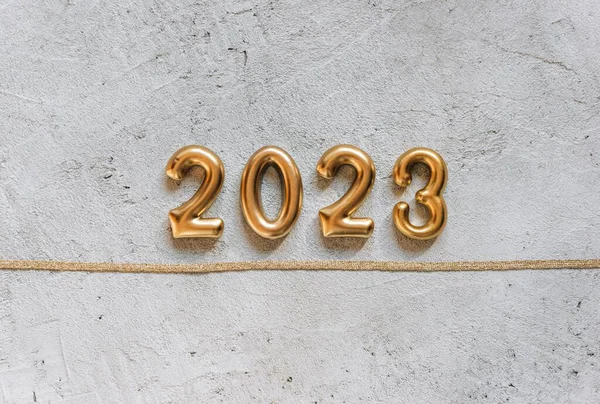 Numeri Oro 2023 Sfondo Cemento Brillante Anno Nuovo 2023 Sfondo — Foto Stock