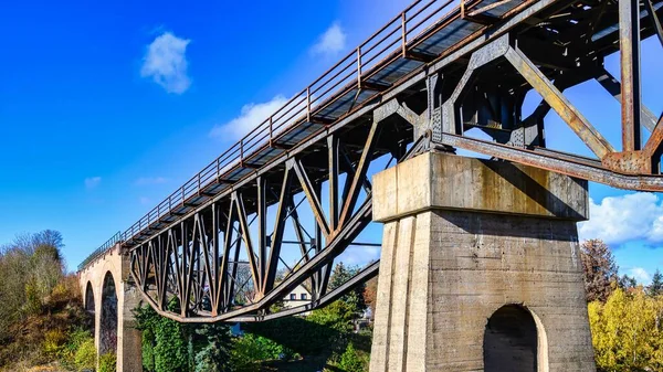 Mansfeld Deki Viyadük Manzarası Saksonya Anhalt Daki Bir Demiryolu Köprüsü — Stok fotoğraf