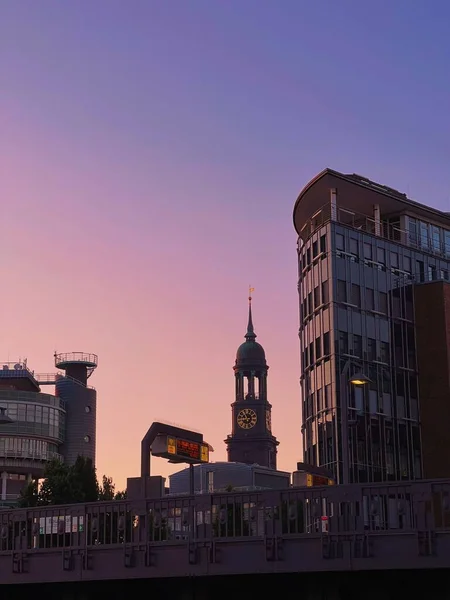 Una Vista Panoramica Dello Skyline Della Città Amburgo Germania Durante — Foto Stock
